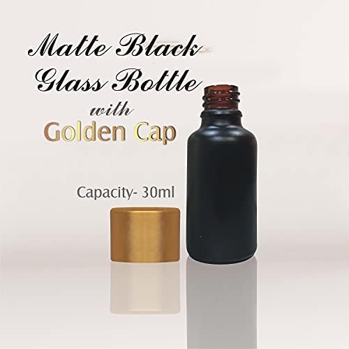 חפיסת Zenvista 3 של 30 מל/1oz | בקבוק זכוכית שחור מט עם כובע זהב | הוכחת דליפה, בקבוקים בטוחים של UV לקוסמטיקה,